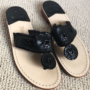 Jack Rogers Whipstitch Thong Sandal in Black